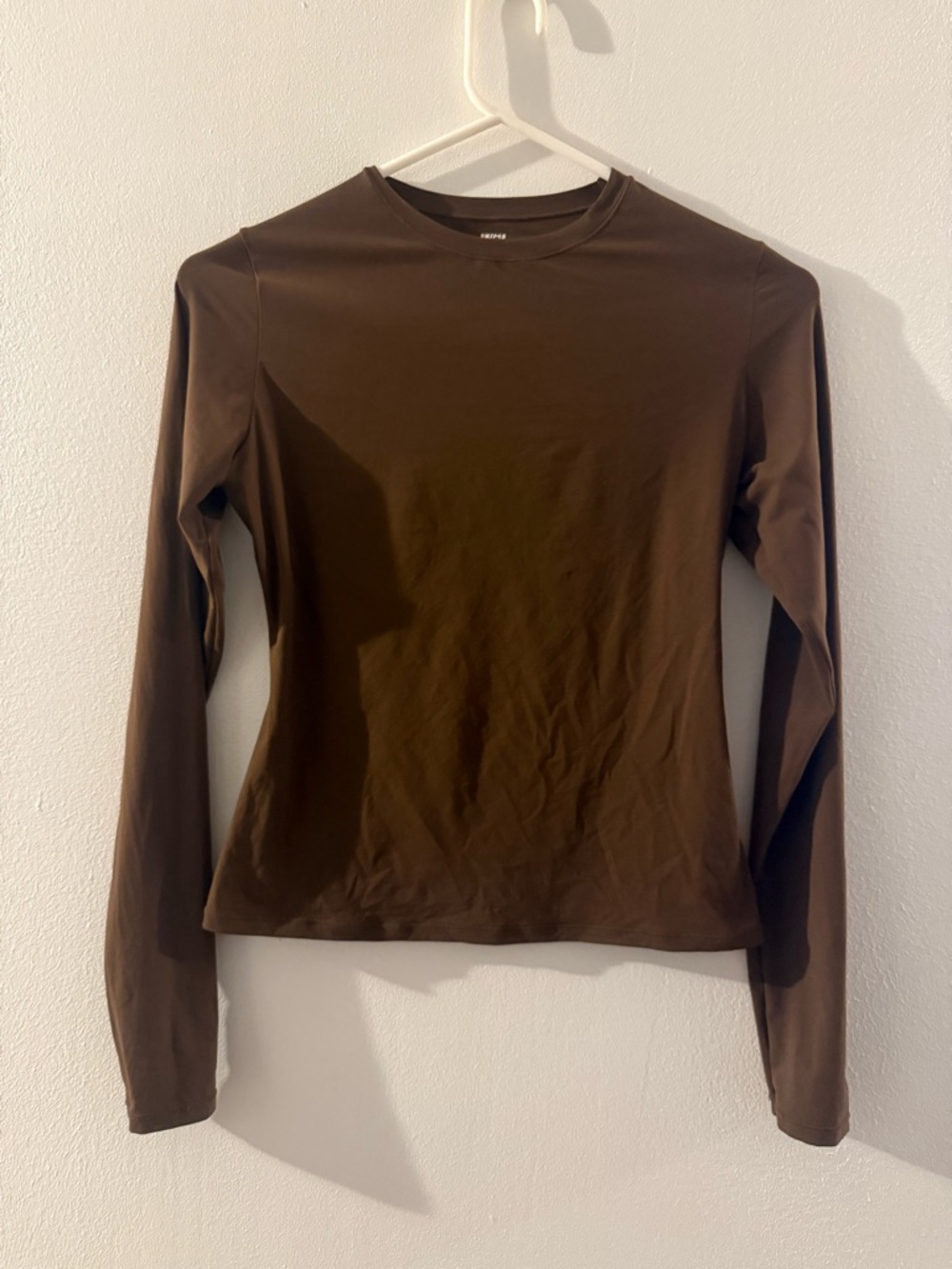 SKIMS Chocolate Brown Long-Sleeve Crewneck Top